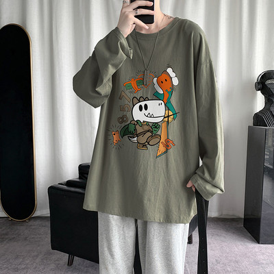 Ανδρική μπλούζα με μακριά μανίκια και πολύχρωμο απλικέ