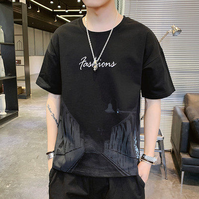 Tricou bărbătesc cu aplicație și mâneci scurte - mai multe modele