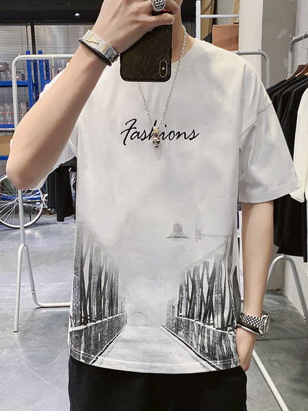 Tricou bărbătesc cu aplicație și mâneci scurte - mai multe modele