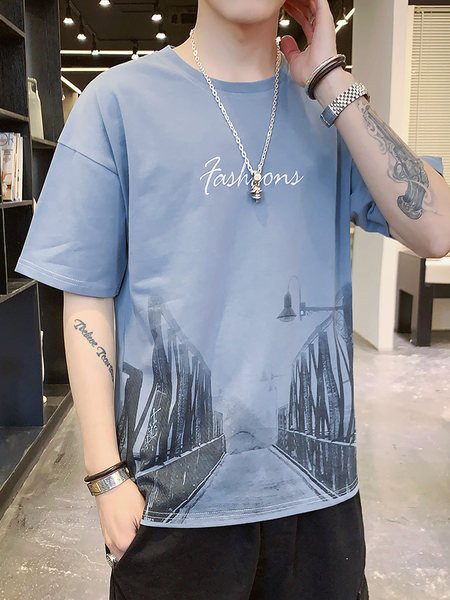 Tricou bărbătesc cu aplicație și mâneci scurte - mai multe modele