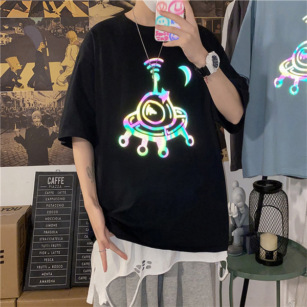 Tricou casual barbatesc cu aplicatie colorata