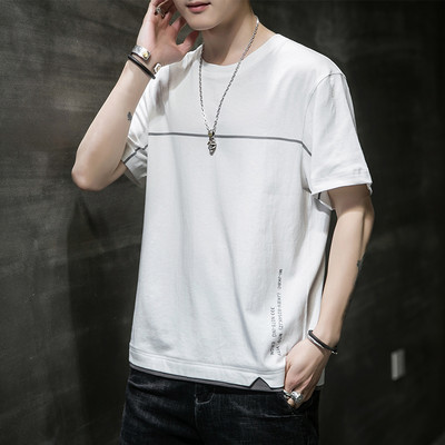 Tricou bărbătesc cu decolteu oval și inscripție - mai multe modele