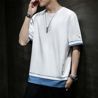 Tricou bărbătesc cu decolteu oval și inscripție - mai multe modele