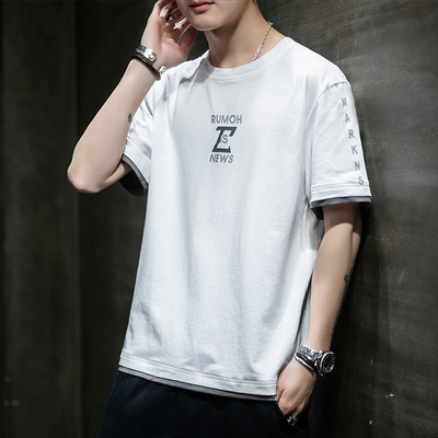 Tricou bărbătesc cu decolteu oval și inscripție - mai multe modele