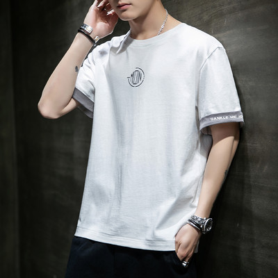 Tricou bărbătesc cu decolteu oval și inscripție - mai multe modele