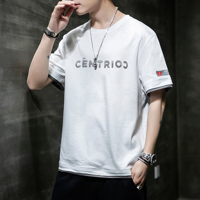 Tricou bărbătesc cu decolteu oval și inscripție - mai multe modele