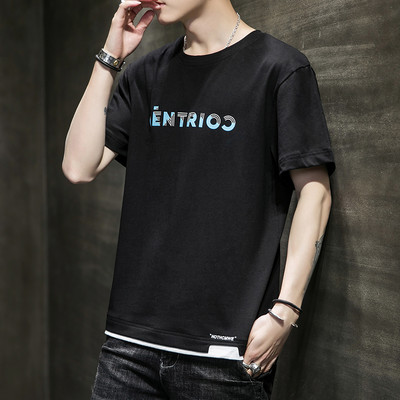 Tricou bărbătesc cu decolteu oval și inscripție - mai multe modele