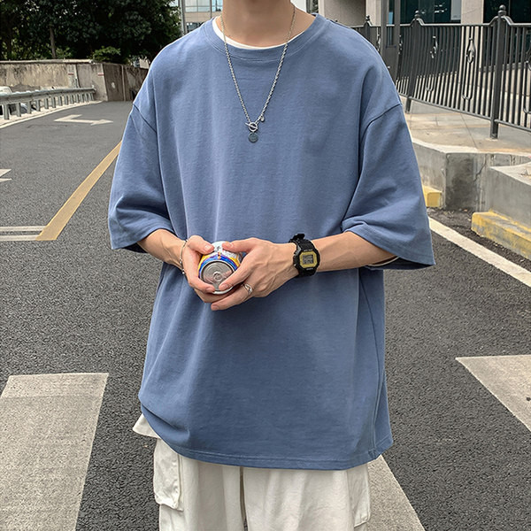 Tricou uni monocolor cu maneci 3/4