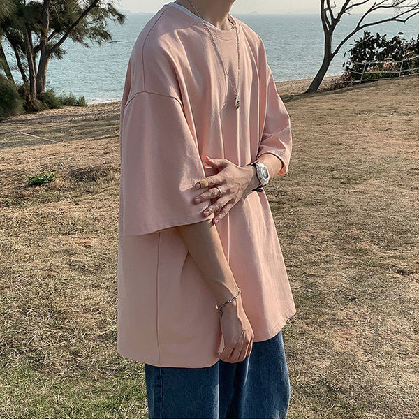 Tricou uni monocolor cu maneci 3/4