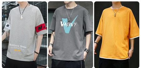 Tricou larg pentru bărbați cu decolteu rotund - mai multe modele