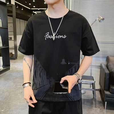 Tricou casual bărbătesc cu mâneci scurte și inscripție