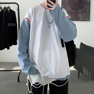 Bluză bărbătească cu decolteu oval și mâneci lungi în mai multe culori