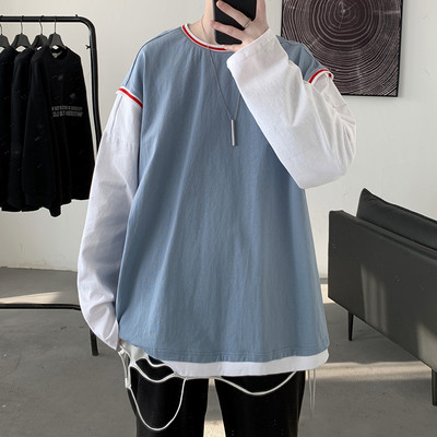 Bluză bărbătească cu decolteu oval și mâneci lungi în mai multe culori