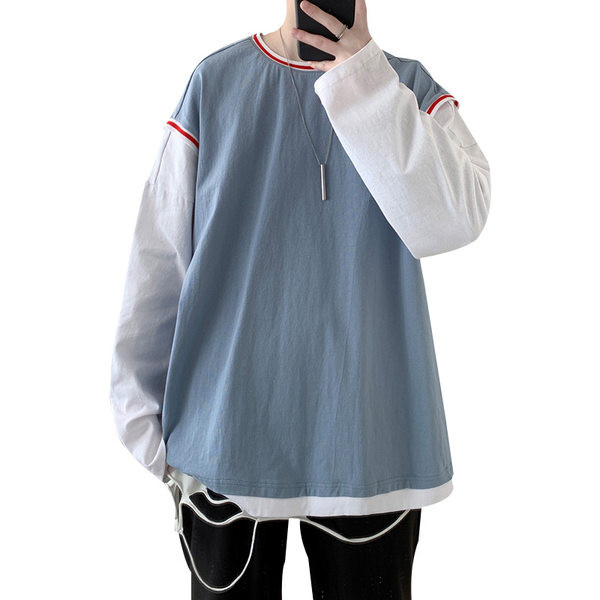 Bluză bărbătească cu decolteu oval și mâneci lungi în mai multe culori