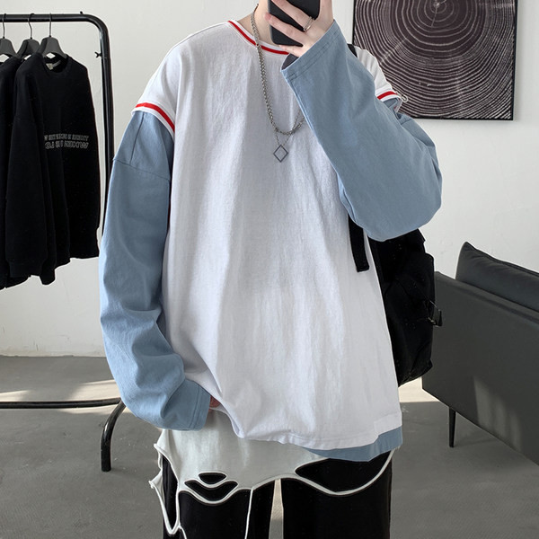 Bluză bărbătească cu decolteu oval și mâneci lungi în mai multe culori