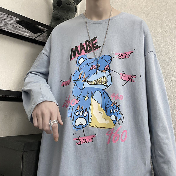 Bluză pentru bărbați cu aplicație colorată și mâneci lungi