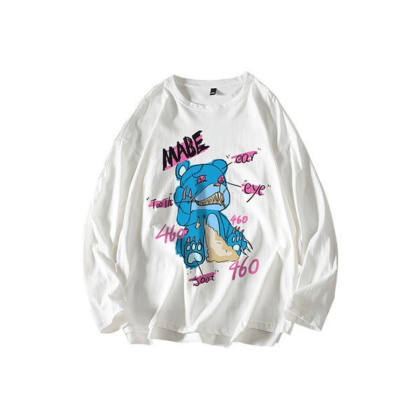 Bluză pentru bărbați cu aplicație colorată și mâneci lungi