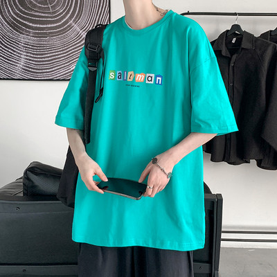 Tricou casual barbatesc lat cu aplicatie si maneci scurte