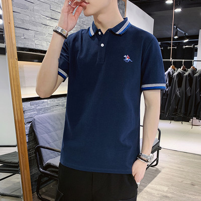 Ανδρικό μπλουζάκι με κλασικό κολάρο και κέντημα - διάφορα μοντέλα