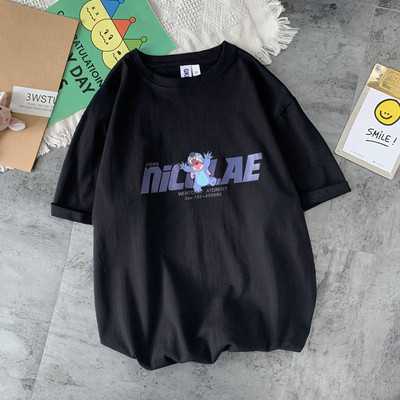 Široké pánske tričko s okrúhlym výstrihom a potlačou nápisu