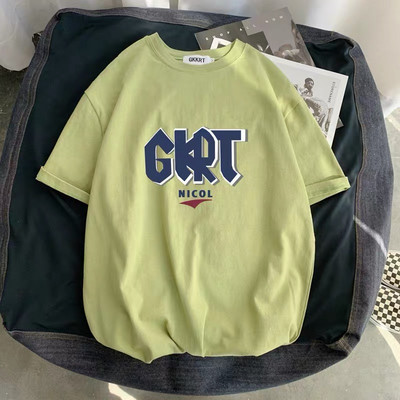 Široké pánske tričko s okrúhlym výstrihom a potlačou nápisu