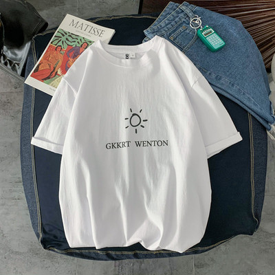 Široké pánske tričko s okrúhlym výstrihom a potlačou nápisu