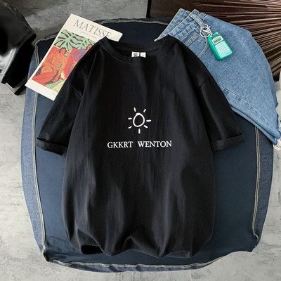 Široké pánske tričko s okrúhlym výstrihom a potlačou nápisu