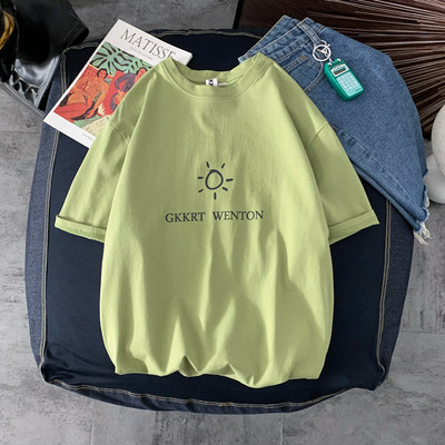 Široké pánske tričko s okrúhlym výstrihom a potlačou nápisu