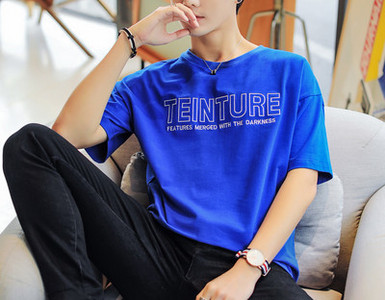 Bluză casual pentru bărbați, cu decolteu rotund și mâneci scurte