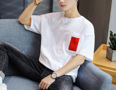 Bluză casual pentru bărbați, cu decolteu rotund și mâneci scurte