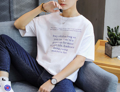 Bluză casual pentru bărbați, cu decolteu rotund și mâneci scurte