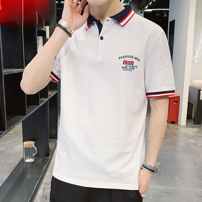 Ανδρικό μπλουζάκι με κλασικό κολάρο και κοντά μανίκια