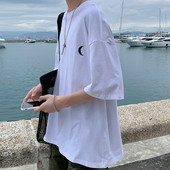 Tricou larg de primăvară pentru bărbați, cu decolteu rotund