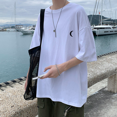 Tricou larg de primăvară pentru bărbați, cu decolteu rotund