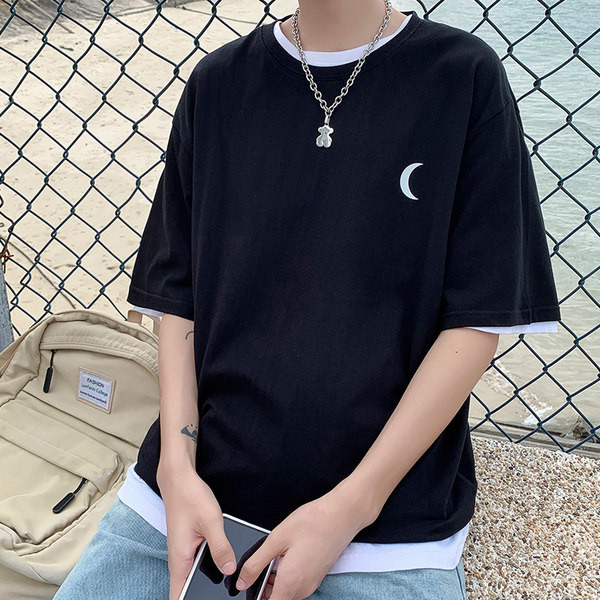 Tricou larg de primăvară pentru bărbați, cu decolteu rotund