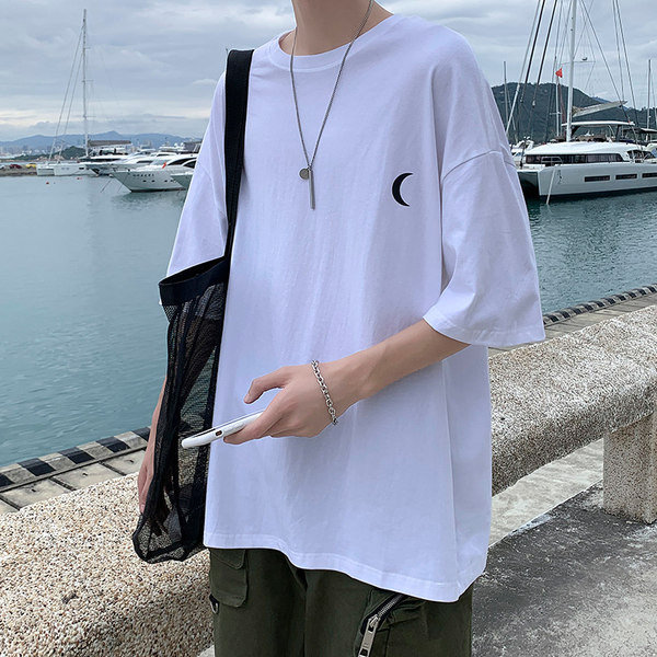 Tricou larg de primăvară pentru bărbați, cu decolteu rotund