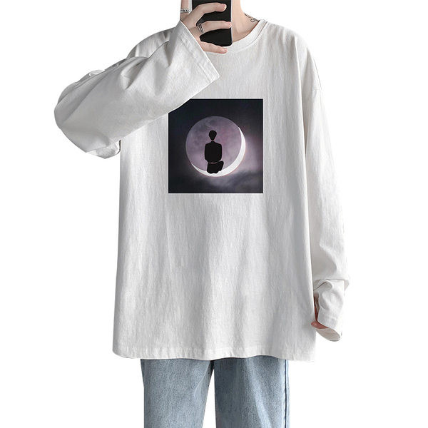 Tricou larg pentru bărbați modern, cu decolteu oval și imprimeu