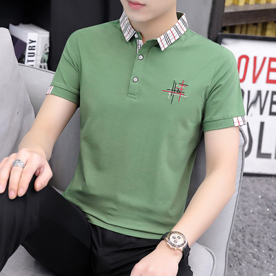 Tricou modern cu broderie si guler clasic