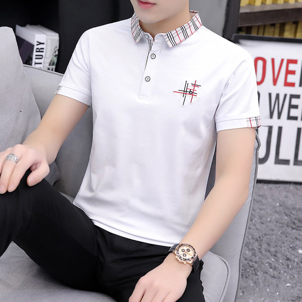 Tricou modern cu broderie si guler clasic