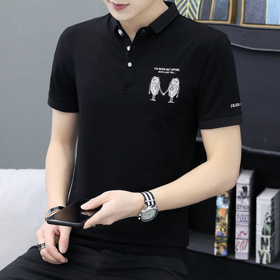 Tricou de bărbați actual cu broderie și mâneci scurte