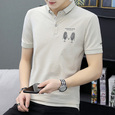 Tricou de bărbați actual cu broderie și mâneci scurte