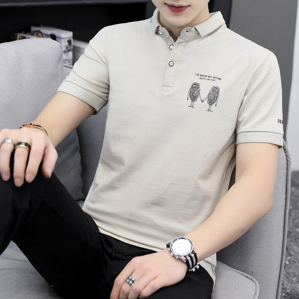 Tricou de bărbați actual cu broderie și mâneci scurte