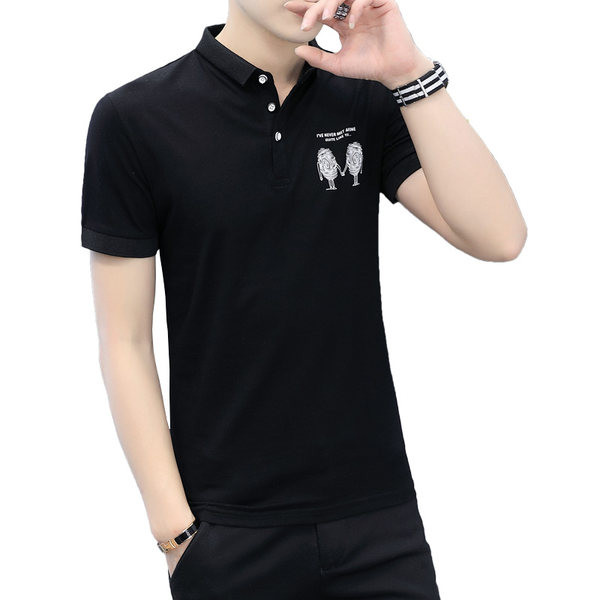 Tricou de bărbați actual cu broderie și mâneci scurte