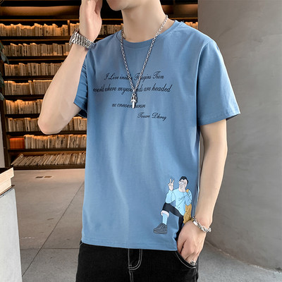 Tricou barbatesc model nou cu aplicatie si decolteu rotund