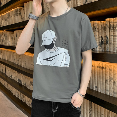 Tricou barbatesc model nou cu aplicatie si decolteu rotund