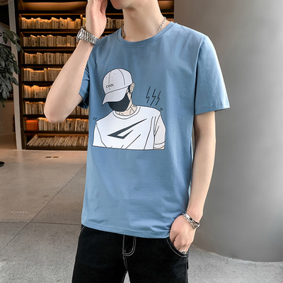 Tricou barbatesc model nou cu aplicatie si decolteu rotund