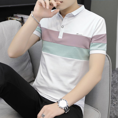 Tricou modern pentru bărbați cu nasturi și guler clasic