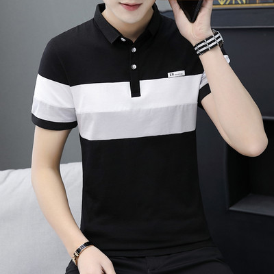 Tricou modern pentru bărbați cu nasturi și guler clasic