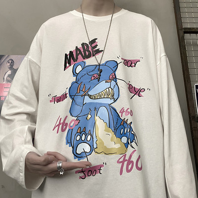 Ανδρική μπλούζα με χρώμα απλικέ σε τέσσερα χρώματα και οβάλ λαιμόκοψη