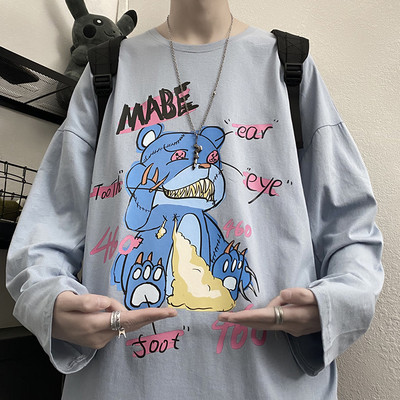 Ανδρική μπλούζα με χρώμα απλικέ σε τέσσερα χρώματα και οβάλ λαιμόκοψη